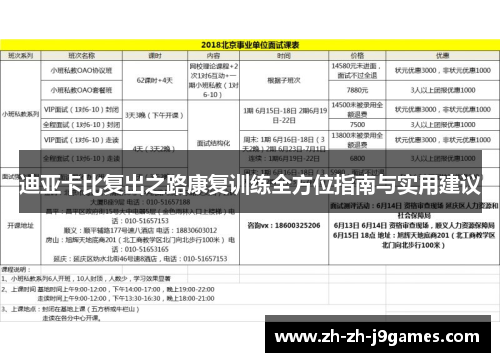 迪亚卡比复出之路康复训练全方位指南与实用建议